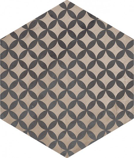 Cemento Hex Asterix Blk Porcelain Tiles